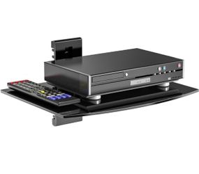 Floating shelf, tempered glass, DVD player cable box games console black