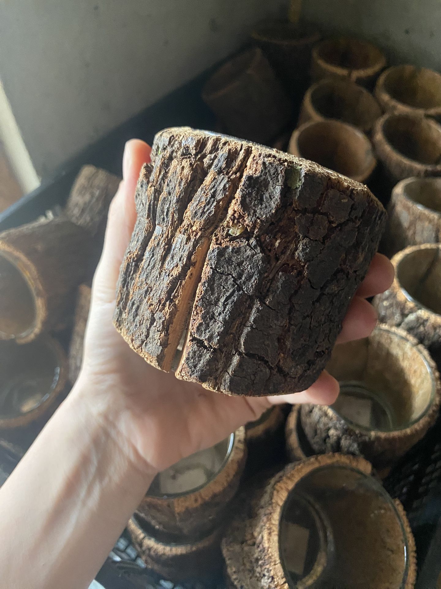 Tree Bark Candle Holders