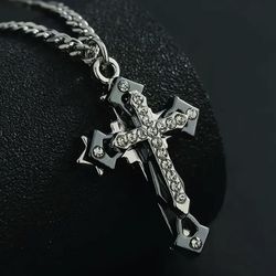 STAINLESS STEEL CROSS WITH STONES & CHEIN