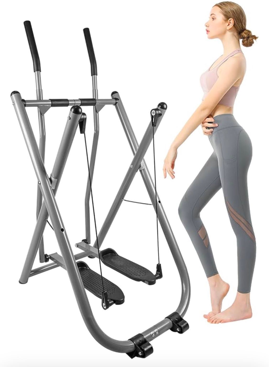 🥨Elliptical Machine for Home Little Elliptical Glider Air Walker Total Body Fitness Cardio Cross Trainer Workout with Digital Monitor Low-Impact