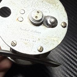 Vintage Shakespeare Marhoff No.1964 Model GE Casting Reel Nickel Silver USA
