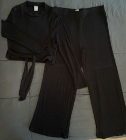 Black Ribbed Two-Piece Matching Set