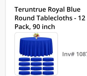 Teruntrue Royal Blue Round Tablecloths 12-Pack 90 Inch
