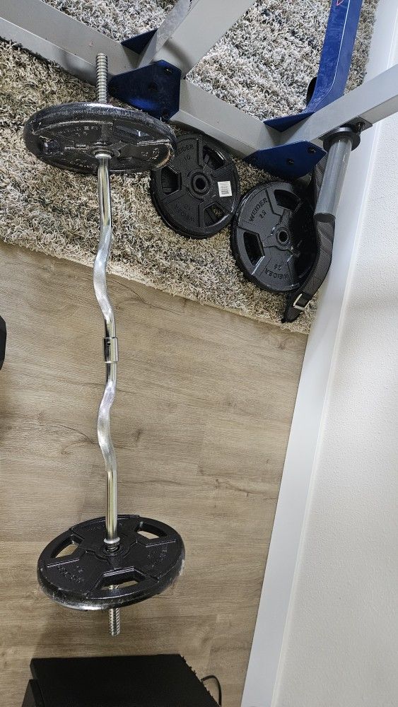 2pc. Curl Bar with 6 weights