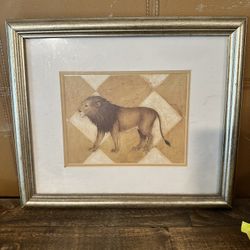 Framed Lion Art Print – Shelf or Wall Accent – $10 OBO – Must Go!