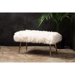 Inspired Home “Aurora” Faux Fur Bench — Gold Legs