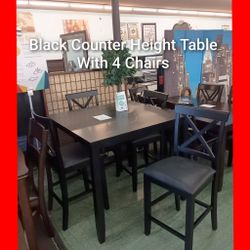 ✨ Black Counter Height Table With 4 Chairs 