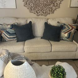 Selling This Off, White Sofa And Good Conditioning