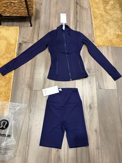 Lululemon Navy Zip Jacket and Biker Shorts Set