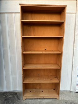 Tall Pine Wood Rustic Bookcase with Adjustable Shelves