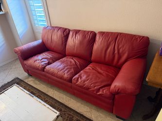 Red leather couch