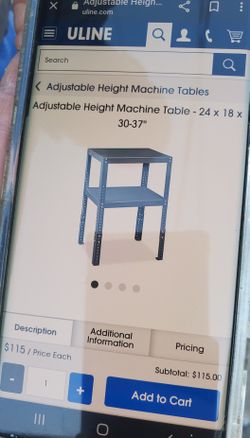 adjustable height machine Table