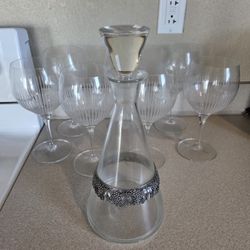 Crystal Wine Glasses & Decanter 