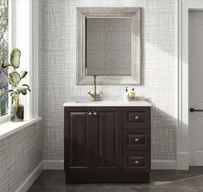Glacier Bay Northwood 37 in Bath Vanity with Silver Ash Cultured Marble Top