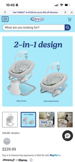 Graco 2 in 1 Baby Swing