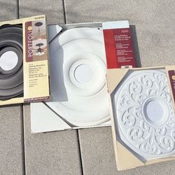 3 Portfolio Two 16" & One 20" Ceiling Medallions White & Bronze Scroll Ring