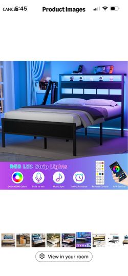 Full size LED bed frame