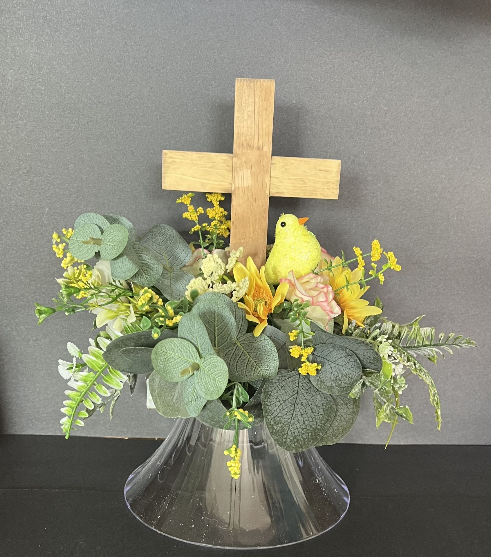 Flower Arrangement wooden cross