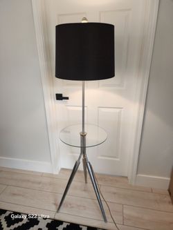 Vintage table floor lamp with glass top