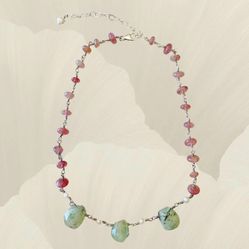 The Intuition Choker - CERTIFIED AAA Green Prehnite & Russian Muscovite Adjustable White Gold Filled Necklace