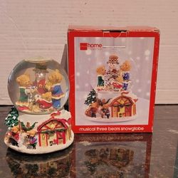 JCPenny Home Collection Musical Three Bears Snowglobe. With Original Box. 