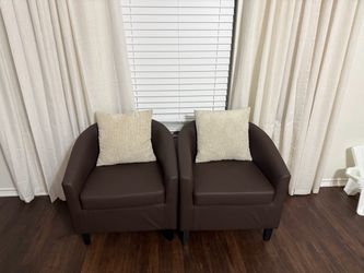 Faux Leather Barrel Accent Chairs