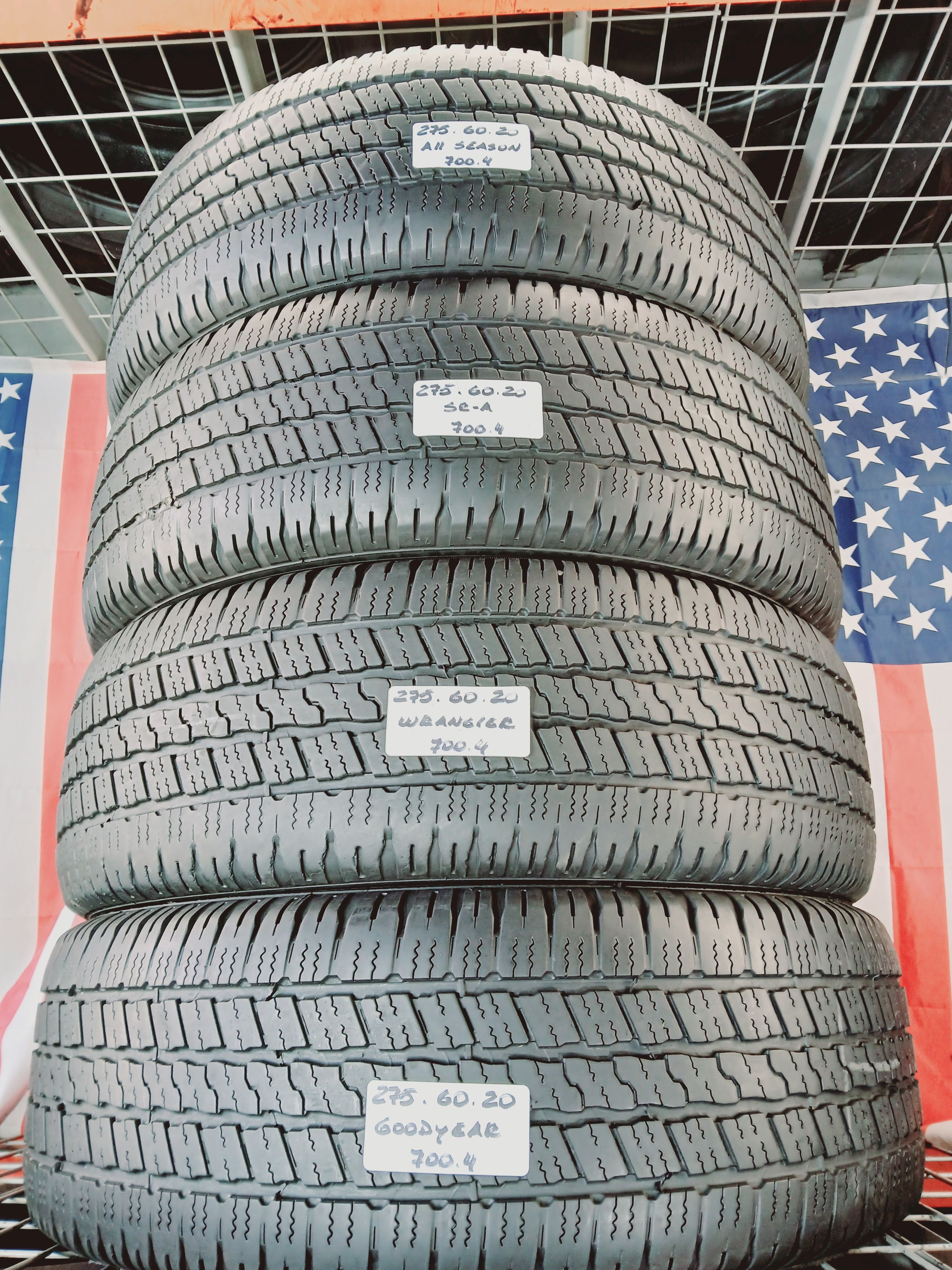 275/60R20 GOODYEAR WRANGLER SRA ALL SEASON USED TIRES SET 275 60 20