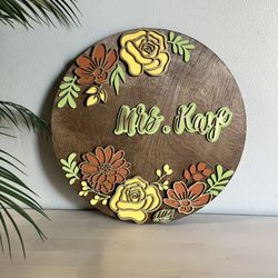 Custom Laser Cut Round Wood Name Sign