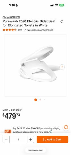 Purewash E590 Electric Bidet Seat for Elongated Toilets in White