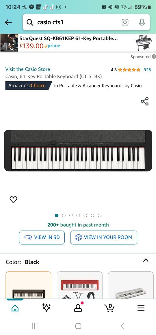 Casio, 61-Key Portable Keyboard (CT-S1BK