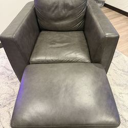 Mor Gray Swivel Chair With Ottoman