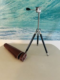 Vintage Mason Mini Metal Tripod With Leather Case $10 Broadway&Pantano Are 