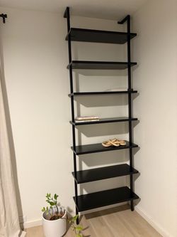 CB2 Stairway Black Bookcase with Wall Mount