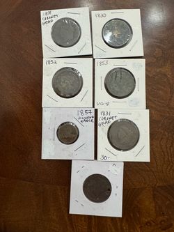 Lot of 7 Early US Large Cents and Flying Eagle