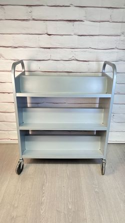 Metal Library Book Cart on Wheels Bretford