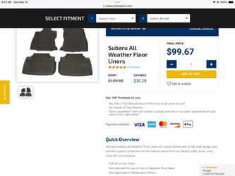 Subaru All Weather Floor Liners