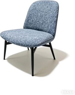 Modern Minimalist Armless Accent Chair with Metal Legs Upholstered in Fabric Blue&Black
