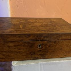 Antique Wood Musical Jewelry Box 