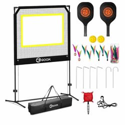 New Portable All-in-One Paddle Sport Set with Net - Indoor/Outdoor/Backyard Games Combo - Similar to Pickleball, Badminton & Pingpong - Family & Adult