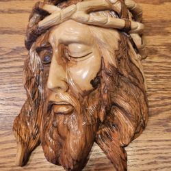 Jesus Face Carved Olivewood