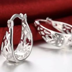 925 STERLING SILVER SMALL FILIGREE HOOP EARRINGS 
