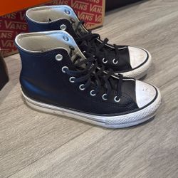 Black Leather Platform Converse 