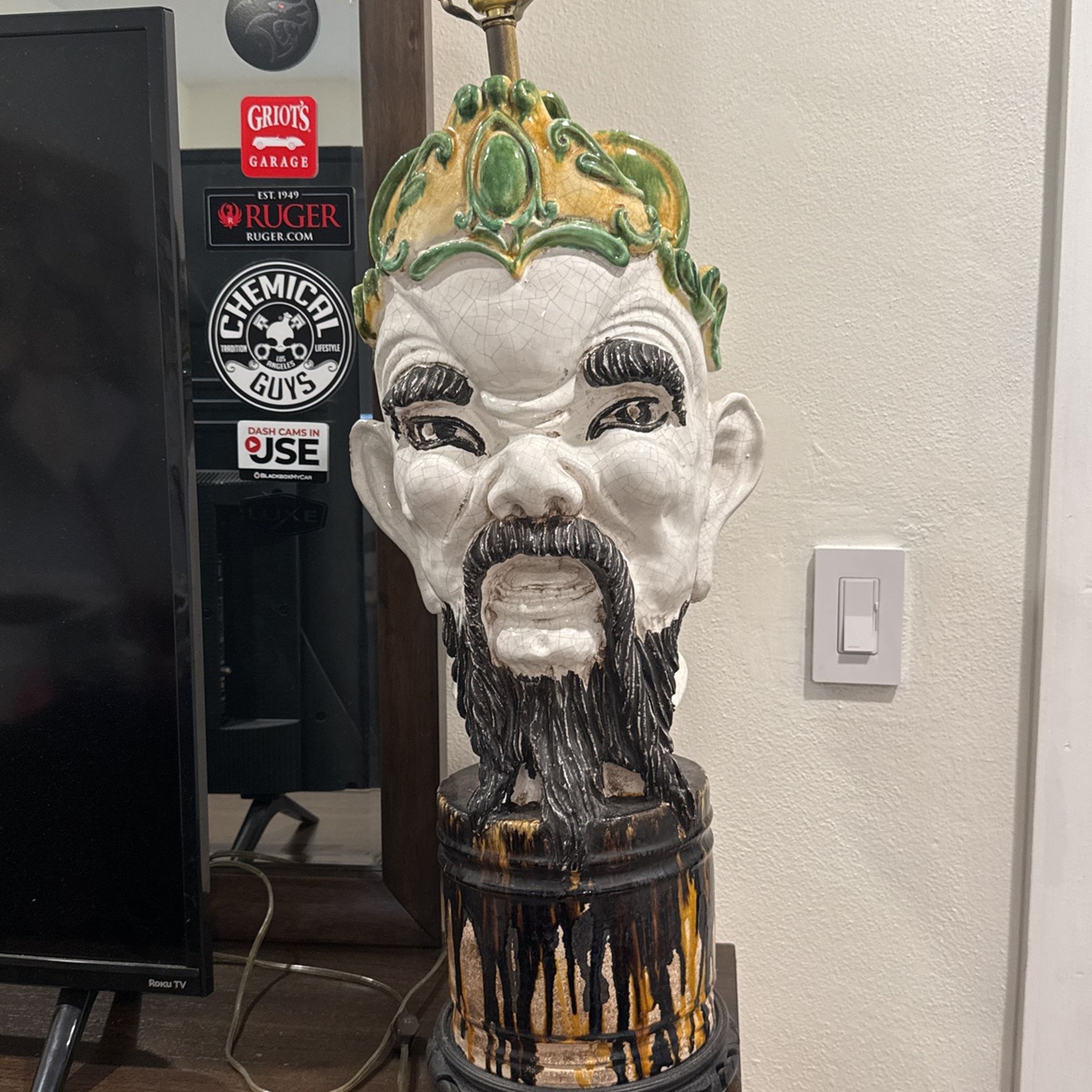 Chinese Antique Confucius Lamp Base