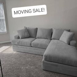 Grey Sectional Couch with Reversible Chaise