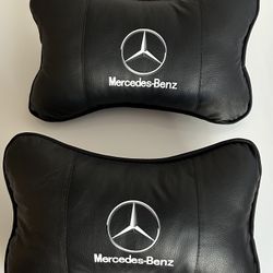 2PCS Car Headrest Pillow for Mercedes-Benz  Neck Pillow Lumbar Support Pillow with Adjustable Strap Breathable Comfortable Removable for Driving Trave