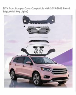 Front Bumper Cover Compatible with 2015-2018 F-o-rd Edge, (With Fog Lights)