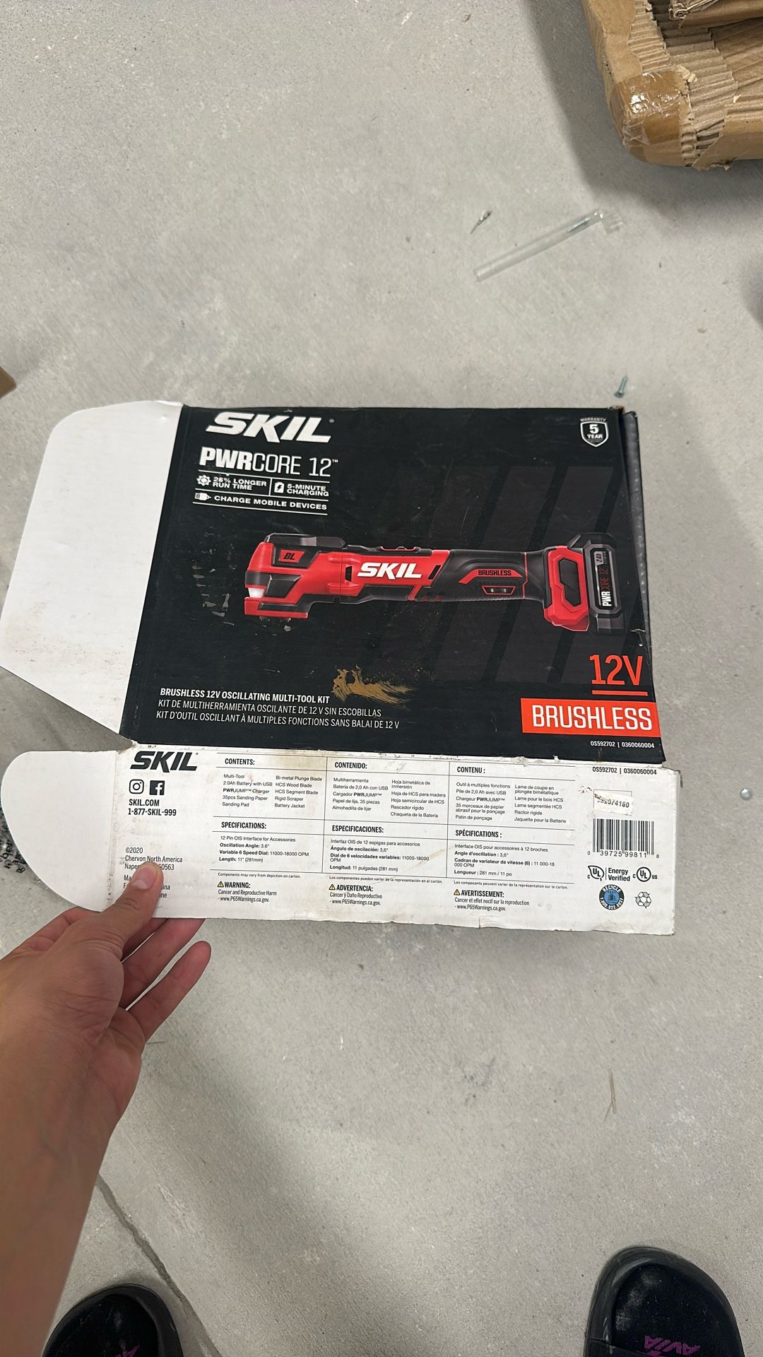 SKIL PWRCore 12 Brushless 12V Oscillating Tool Kit with 40pcs Accessories Including 2.0Ah Lithium Battery and PWRJump Charger - OS592702, Red