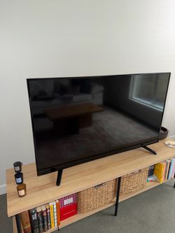 Modern Industrial Light Wood TV Stand and TV
