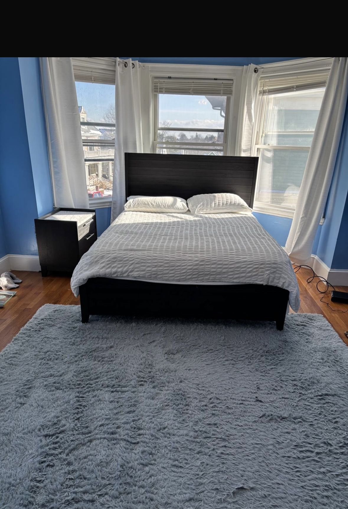 Bed frame, mattress, night stand, dresser are all together for the price. Just used for 2 months