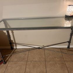 Entry Table Glass Wrought Iron 